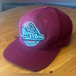 Vintage 90’s G Cap Detroit Pistons Crimson NBA Basketball SnapBack Hat OSFA EUC